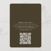 Brown Modern Wedding Details Card Insert QR Code (Rückseite)