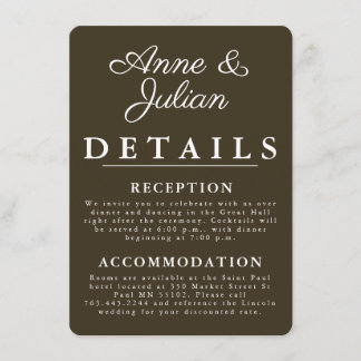 Brown Modern Wedding Details Card Insert QR Code