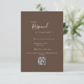 Brown Modern Wedding QR Code UAWG RSVP Karte (Stehend Vorderseite)