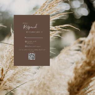 Brown Modern Wedding QR Code UAWG RSVP Karte