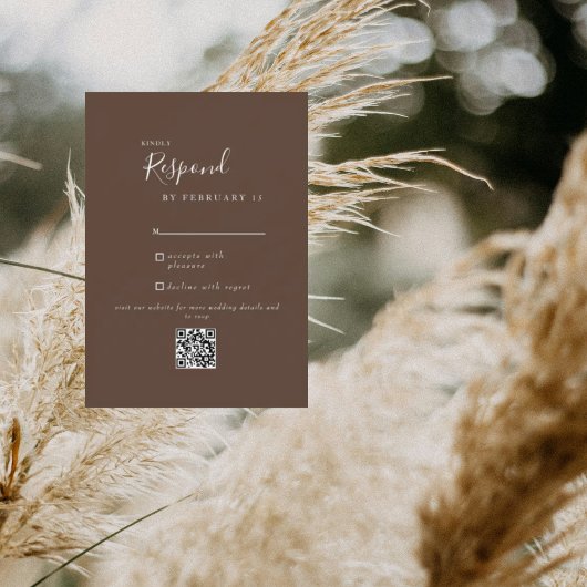 Brown Modern Wedding QR Code UAWG RSVP Karte