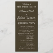 Brown Modern  Wedding Timeline and Party QR Code Programm (Vorderseite)
