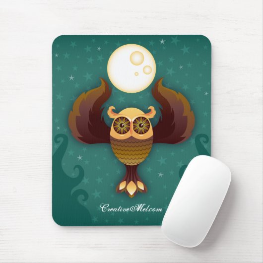 Brown-Mond-Eule Mousepad (Mit Mouse)