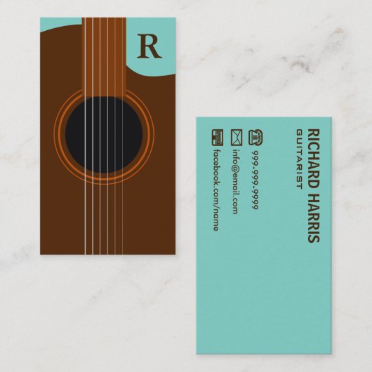 Brown Monogram Acoustic Gitarre Gitarrist Visitenkarte (Vorne/Hinten)