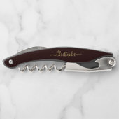 Brown Monogram Beer Wine Corkschraube Flasche Open Kellnermesser (Rückseite)