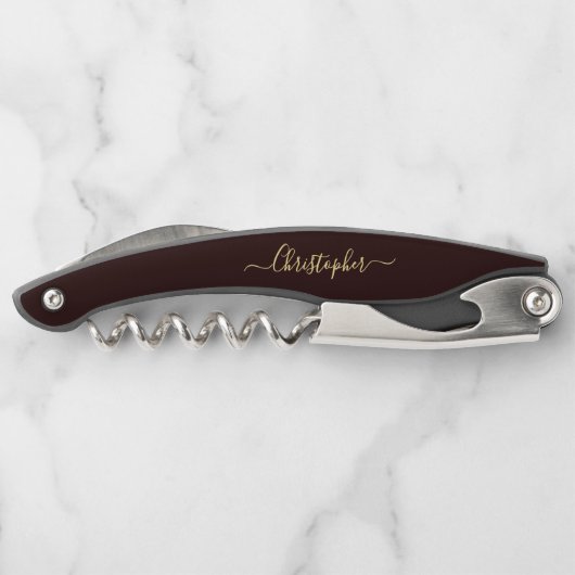 Brown Monogram Beer Wine Corkschraube Flasche Open Kellnermesser (Rückseite)