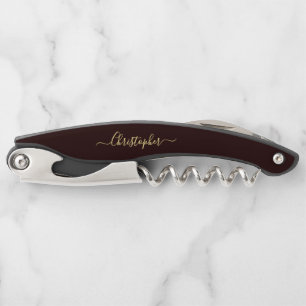 Brown Monogram Beer Wine Corkschraube Flasche Open Kellnermesser