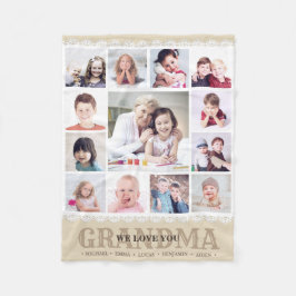 Brown Monogram Foto Collage Fleece Blanket