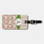 Brown Monogram Hawaiian Blume Beach Gepäcktag Gepäckanhänger (Vorderseite horizontal)