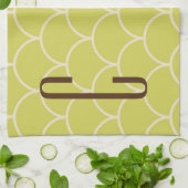 Brown Monogram on Retro Green Pattern Küchentuch (Gefaltet)
