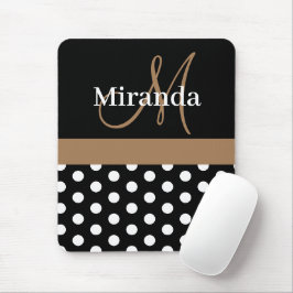 Brown Monogram Schwarz-weiß Polka Dot Mouse Pad Mousepad