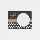 Brown Monogram Schwarz-weiß Polka Dot Post-it Klebezettel (Vorderseite)
