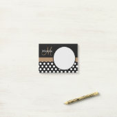 Brown Monogram Schwarz-weiß Polka Dot Post-it Klebezettel (Auf Schreibtisch)