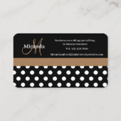 Brown Monogram Schwarz-weiß Polka Dot Visitenkarte (Rückseite)