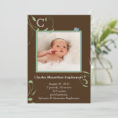 Brown Monogram Snail Boys Geburtshinweise Ankündigung (Stehend Vorderseite)