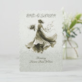 Brown Monotone Skipping Bride Polterabend Einladung (Stehend Vorderseite)