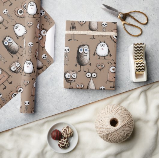 Brown Monsters Geschenkpapier (Kunsthandwerk)