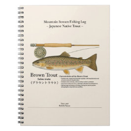 Brown Mountain Stream Fishing Log Photo Notebook Notizblock