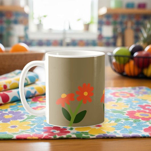 Brown Mug with Floral Design Kaffeetasse