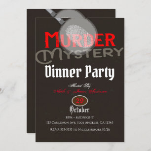 Brown Murder Mystery Dinner Party Einladung