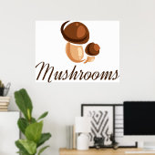 Brown Mushroom Whimsical Nature Food Poster (Heimbüro)