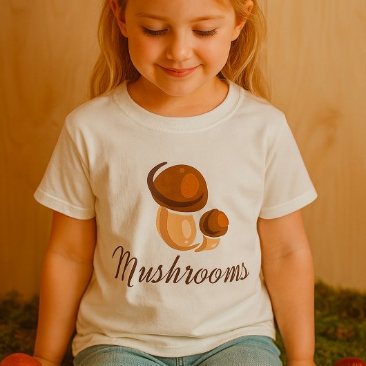 Brown Mushroom Whimsical Nature Food T-Shirt
