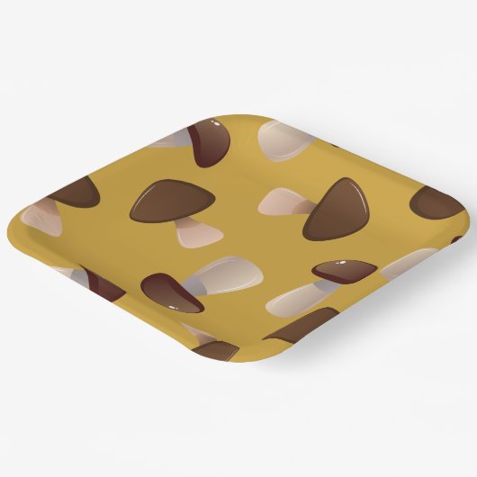 Brown Mushrooms Pappteller (Gewinkelt)