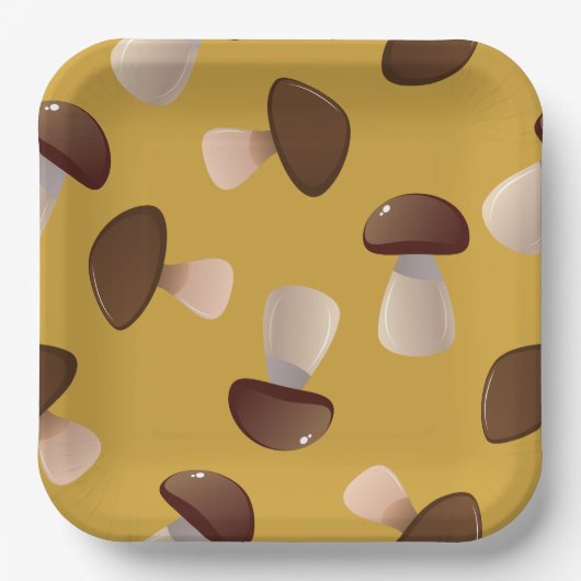 Brown Mushrooms Pappteller (Vorderseite)