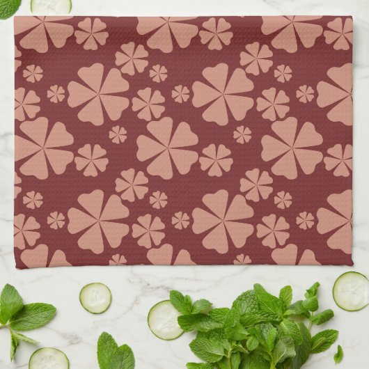 Brown Mute Floral Abstrakt Pattern Geschirrtuch (Gefaltet)