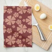 Brown Mute Floral Abstrakt Pattern Geschirrtuch (Viertel Falte)