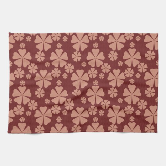 Brown Mute Floral Abstrakt Pattern Geschirrtuch (Horizontal)