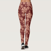 Brown Mute Floral Abstrakt Pattern Leggings (Rückseite)