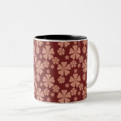 Brown Mute Floral Abstrakt Pattern Zweifarbige Tasse (VorderseiteRechts)