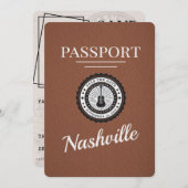 Brown Nashville Passport Save the Date (Vorne/Hinten)