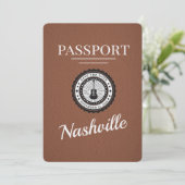Brown Nashville Passport Save the Date (Stehend Vorderseite)