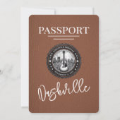 Brown Nashville Passport Wedding Einladung (Rückseite)