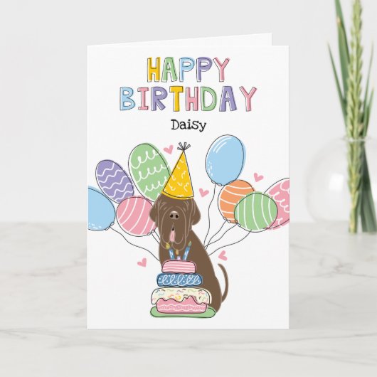 Brown Neapolitan Mastiff Geburtstag Karte (Vorderseite)