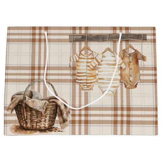 BROWN NEUTRAL BOHO BABY CLOTHES GROßE GESCHENKTÜTE (Vorderseite)