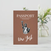 Brown New York City Passport Save The Date (Stehend Vorderseite)