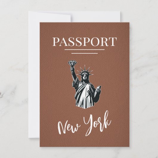 Brown New York City Passport Save The Date (Vorderseite)