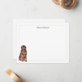 Brown Newfoundland Dog Gray Border Personalized Mitteilungskarte (Vorderseite/Rückseite Beispiel)