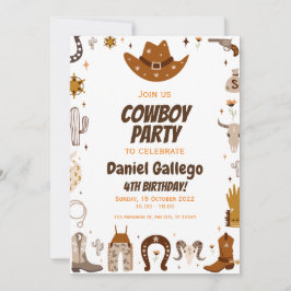 Brown Niedlich Cowboy Birthday Party Einladung