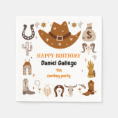 Brown Niedlich Cowboy Birthday Serviette (Vorderseite)
