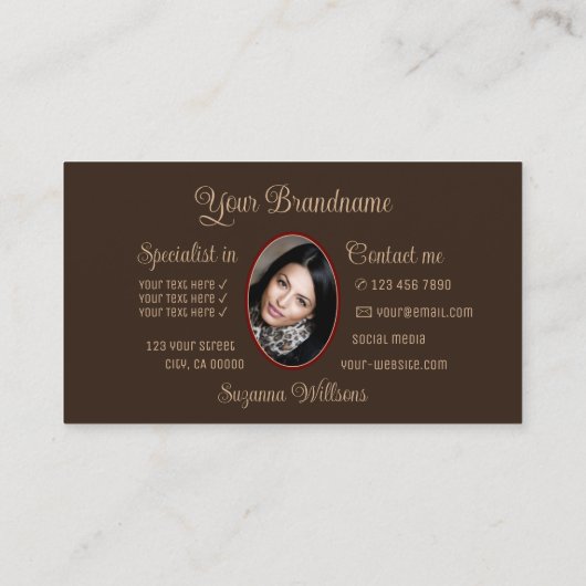 Brown Niedlich Red Beige Heart with Monogram and F Visitenkarte (Rückseite)