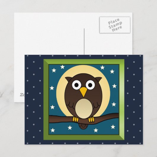 Brown Night Owl Postkarte (Vorne/Hinten)