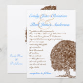 Brown Oak Tree Aqua Blauer Schriftart Einladung Ho (Vorne/Hinten)