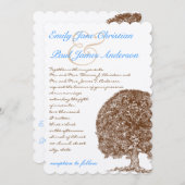 Brown Oak Tree Aqua Blauer Schriftart Einladung Ho (Vorne/Hinten)