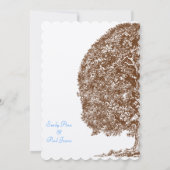 Brown Oak Tree Aqua Blauer Schriftart Einladung Ho (Rückseite)