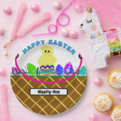 Brown Oaster Basket Decorated Eggs Pappteller (Party)