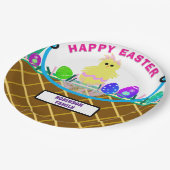 Brown Oaster Basket Gelb Rosa Kicheneier Pappteller (Schrägansicht)